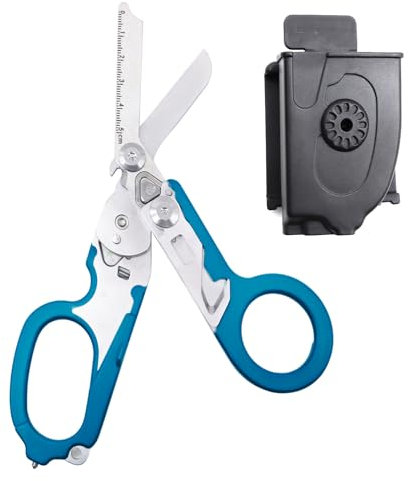Elegital Notfall-Schere, Edelstahl, faltbare Schere, Zange, Outdoor-Camping, Rettungsschere, Werkzeuge, blau
