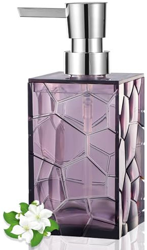 Hand Soap Dispenser, Clear Acrylic Plastic Liquid Pump Bottles Refillable Lotion Dispenser for Bathroom Decor Kitchen College Dorm, Purple
