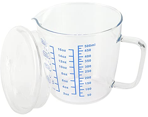 Borosilikatglas Messbecher mit Deckel Küchenutensilien hitzebeständiger Kochbecher mit Maßstab für Milch Wein