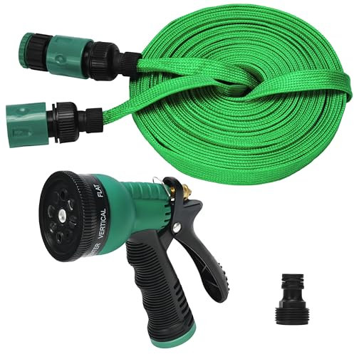 Belle Vous Tubo Giardino con Ugello a 8 Getti - Pompa Giardino Flessibile e Leggera da 10 m - Canna Acqua Giardino Flessibile, Antipiega e a Prova di Perdite con Raccordo/Connettore da 15 mm - Verde