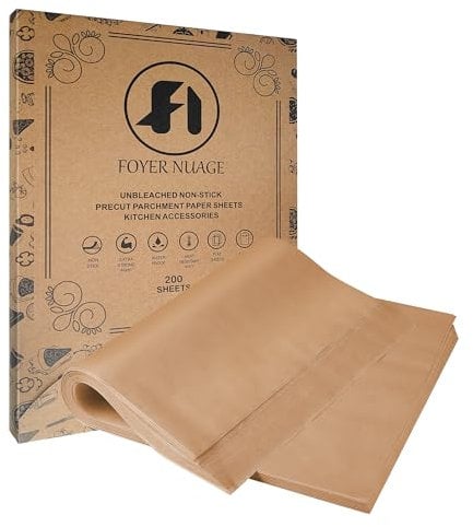 200 Pcs Unbleached Parchment Paper Baking Sheets, 9x13 inch Baking Paper, Precut Non-Stick Parchment Sheets for Baking, Cooking, Grilling, Air Fryer and Steaming, Precut Silicone Baking Paper