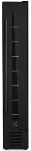 LES PETITS CHAMPS Cave à Vin Encastrable 7 Bouteilles CAVSEB7 Black Edition, Capacité 22L, Acier Inoxydable, Réglable de 5°C à 22°C, Système Thermodynamique, Éclairage LED, Anti-UV, 6 étagères
