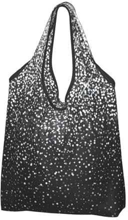 AABSTBFM Faltbare Einkaufstasche, glänzend, silberfarben, glitzernd, wiederverwendbar, wasserdicht, große Einkaufstasche, Einkaufstasche und Strandtasche, 1 Stück, Glänzend Silber Glitzer,, OSIN5C83J