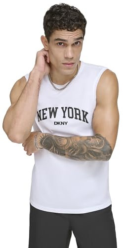 DKNY Herren Sleeveless Quick Dry 40+ Protection UPF Top 0, Weiss/opulenter Garten, XL