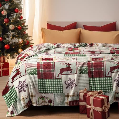 PHF Kuscheldecke Flauschig Fleecedecke 130x150cm - Oeko-Tex Weich Warm Wohndecke, Decke Blanket für Couch Sofa Bett, Tagesdecken & Kuscheldecken, Sofa überwurfdecke, Rentier
