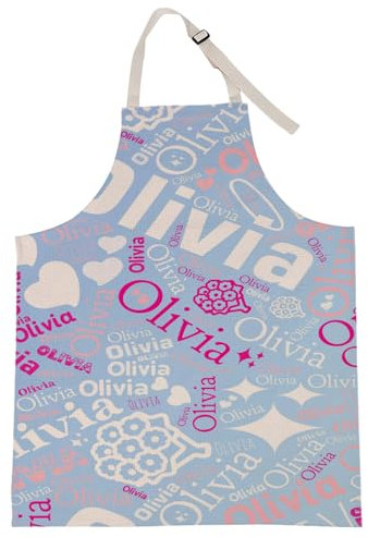 Delantal personalizado con nombre, delantales de cocina personalizados para hombre, delantal ajustable unisex para cocina, parrilla, jardinería, restaurante, barbacoa, cafetería, Nombre personalizado