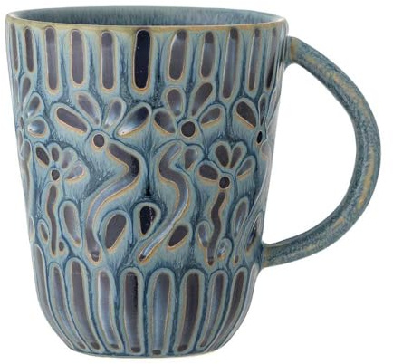 Bloomingville Becher SAMSIN Blau mit Henkel Keramik Tasse Kaffeebecher
