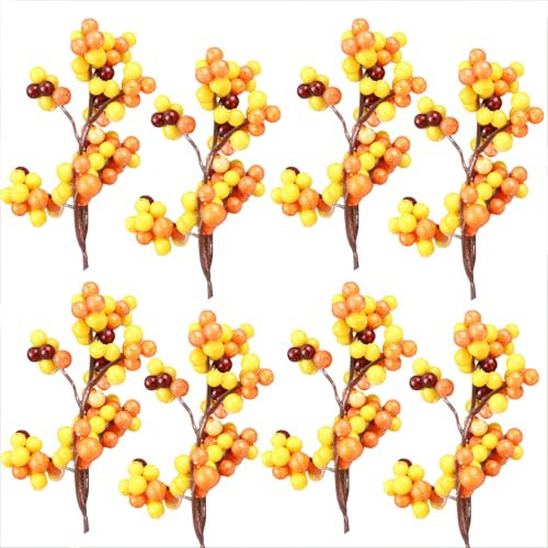 TheStriven 20 Stück Weihnachten Holly Beeren Künstliche Weihnachten Zweige Beeren Deko Rot Holly Beeren Weihnachten Dekoration Künstliche Holly Berry Mini Artificial Beeren für Weihnachtsdeko (Gelb)