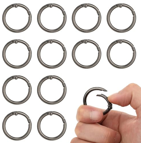 Molain 12 Stück Karabiner Rund, 33mm Kleine Karabiner Schlüsselringe Zinklegierung Karabinerhaken Klein Schlüsselring Klein für Tasche Schmuck Schlüsselring Hundeleine DIY Handwerk Machen(Schwarz)