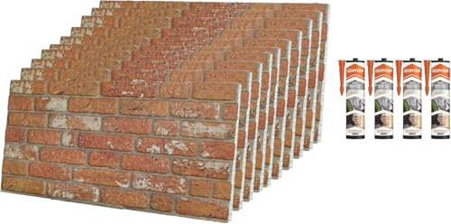 IZODEKOR Styropor 3D Wandpaneele Bausatz - Wandverkleidung mit Klebstoff Abdichten | Vintage Traum (10 x Stück Paneele & 4 x Klebstoff Abdichten enthalten)