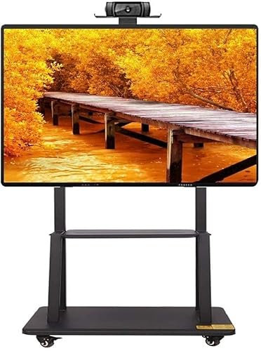 IUokLU TV-Rack TV-Ständer robuster TV-Rollwagen mobiler TV-Ständer höhenverstellbar mit Feststellrädern für 32 bis 70 Zoll LCD- LED- Plasma-Flachbildschirme,