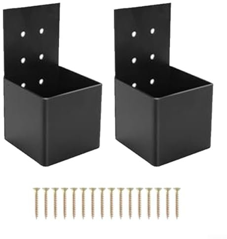 Oniissy Kit de supports de poteau de pergola pour poteaux en bois, connecteurs de garde-corps en acier, support haute résistance pour la construction de porche, pavillon, noir (2 pièces)