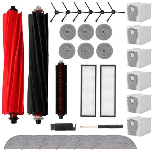 31 Accessoires pour Roborock S8 MaxV Ultra Kit D'accessoire Brosses Principales,Filtres,Brosses Latérales,Grands/Petits Chiffons,Sacs à Poussière,Brosse Autonettoyante,Brosses Nettoyage et Tournevis