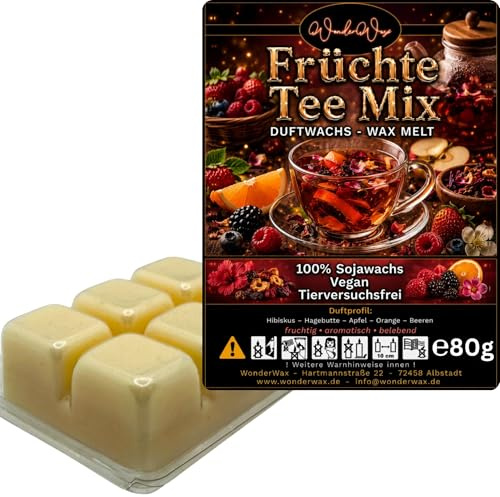 WonderWax® Duftriegel 6 x Duftwachs Würfel Weiß FrüchteTee Mix | Farbe: Weiß | Raumduft für Duftlampen, Wax Melt, Sojawachs, Indoor Duftöl Wachs schmelzen für Aromalampe