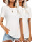 Aottori Maglia Donna 2 Pack Estiva Maglietta Manica Corta Collo Rotondo Basic Shirt Elegante Tshirt Cotone Tinta Unita Top Stretch Casual Bianco+Bianco XL