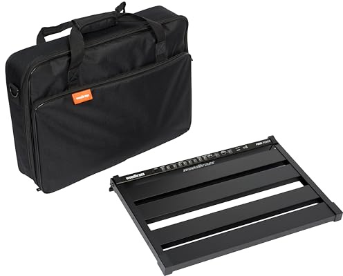 Woodbrass PB50-POWER Pedalboard mit gepolsterter Tragetasche – robuste und vielseitige Lösung für 10 Gitarren- und Bass-Effektpedale – perfekt für Zuhause, Probe und Bühne