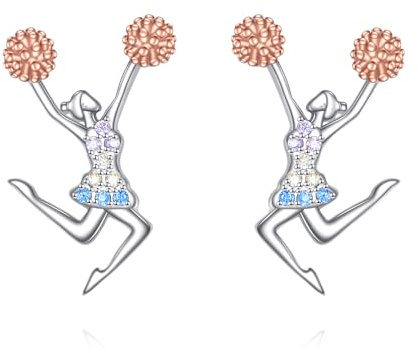 Cheerleader Ohrringe 925 Sterling Silber Cheerleader Schmuck Cheer Accessoires Geburtstagsgeschenke für Cheerleading Liebhaber