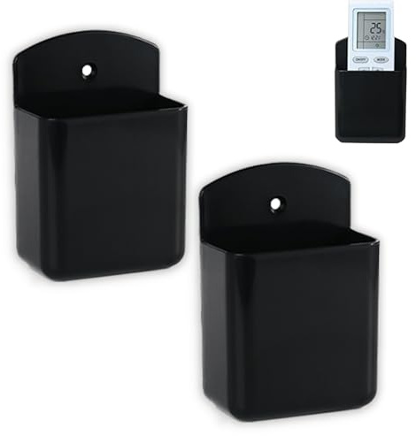 Afoxon Wall Remote Control Holders, TV Controller Holder - Self Adhesive Marker Holder Wall Mount Pen Holders Storage Organizer for Home Office School (2 Black)