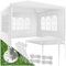 tectake® Pavillon 3x3 m, Zelt groß, wasserdicht, für Garten und Camping, Gartenpavillon, Partyzelt, Event Shelter, Festzelt, Gartenpavillon 3x3 m mit 3 Seitenwänden mit Fenstern, inkl. Heringe - weiß