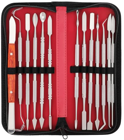 HonGien 13 Stück Wachsschnitzwerkzeug Set Edelstahl Modellierwerkzeug Set Wachsschnitzer Werkzeuge Bildhauerwerkzeuge Doppelseitig mit Aufbewahrungsbox Ton für Wachs, Keramik, Skulpturen