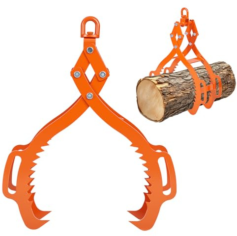 GarveeLife Log Lifting Tongs 28 in 4 Claw, Log Grapple Logging Tongs with 4 Serrated Claws, 2650 LBS Capacity Heavy Duty Claw Hook for Tractors, Trucks, Forklifts, ATV Logging, Lumber Handling