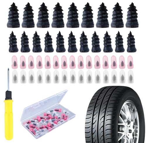 30 Stück Vakuum Reifen Reparatur Nagel (15 S + 15 L) – Reifenreparaturset Auto & Motorrad, Schlauchlose Reifen-Reparaturset mit Schraubendreher, Reifenreparatur-Gumminagel für Auto, PKW, SUV, LKW