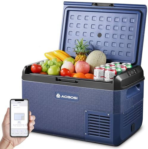 AAOBOSI Kompressor Kühlbox 40L IPX4 Wasserdicht,-20°C bis 20°C, 12V 230V | IPX4 wasserdicht, Kompressor-Kühlbox -20°C bis 20°C, LED Display, 12V 24V 230V AC, für Auto LKW Boot Camping