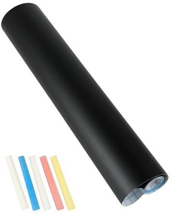 Tafelfolie selbstklebend 43×300 cm, Kreidetafel Folie mit 5 Kreiden | kreidefolie selbstklebend, blackboard, Tafel Aufkleber zum Schreiben, Zeichnen und DIY-Projekte, selbstklebende Folie