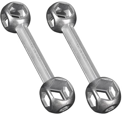 ApexPine 2 Pcs Hex Dumbbell Spanner Set 6-15mm for Bike Repair | 2 pack hex dumbbell spanner set 6-15mm metric, metal multi hole wrench for bicycle repair daily maintenance tool use