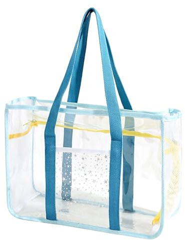 Latemeia Bolsa de mano transparente, bolsa de plástico transparente, bolsas de playa impermeables con separación seco-húmedo para vacaciones en la playa en la piscina (estilo 1)