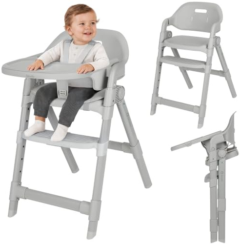 Lionelo Matt 3-in-1 Hochstuhl Baby, Klappbar, wächst mit dem Kind mit | Kinderhochstuhl Ab 6 Monaten bis 110 kg, verstellbare Fußstütze und Sitzfläche, spülmaschinengeeignetes Tablett, 5-Punkt-Gurt