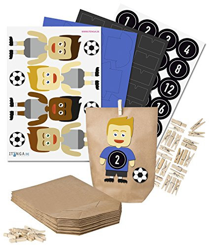 itenga DIY Fußball-Adventskalender Set zum Basteln (blau/schwarz)