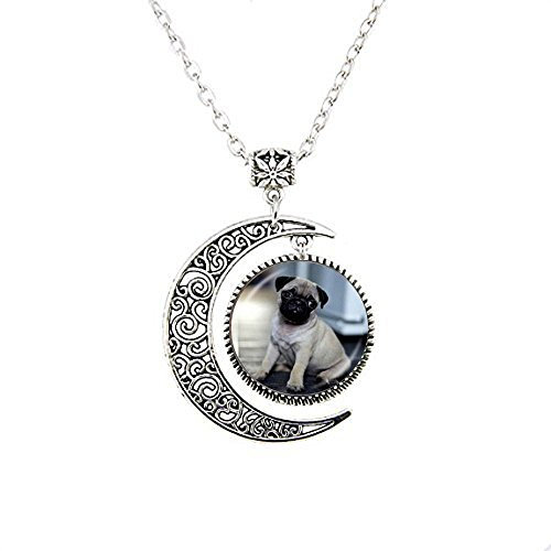 stahpk Mops-Halskette, Mond-Halskette, Mops-Halskette, Hunde-Mond-Halskette, Mops-Halskette, Hunde-Schmuck, Geschenk