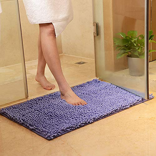 ele ELEOPTION Soft Shag Tapis De Bain Tapis Cuisine Porte Pieds De Porte Tapis Bande Antidérapant Absorbant Paillasson Tapis De Bain Douche Shaggy Tapis - 60 x 90 cm, Violet