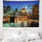 ABAKUHAUS Stadt Wandteppich und Tagesdecke, New York bei Nacht Brücke, aus Weiches Mikrofaser Stoff Modernster Digitaldruck Technologie, 150 x 110 cm, Nachtblau Blasser Kaffee