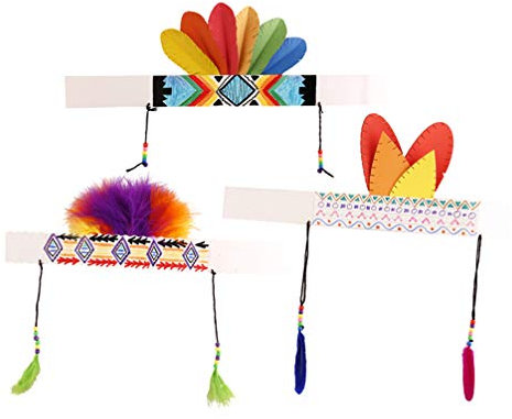 Amosfun 3 Satz DIY Indian Dank federstirnband handgemachter Feder Kopfschmuck Kopfschmuck Feder Kopf Dekoration