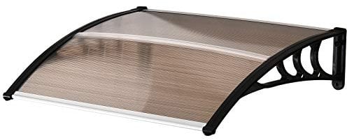 Outsunny Vordach Haustürvordach 75 x 100 cm Pultvordach Überdachung Polycarbonat Braun