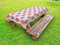 ABAKUHAUS Dahlie Outdoor-Tischdecke, Pompom geformte Blütenblätter, dekorative waschbare Picknick-Tischdecke, 145 x 305 cm, Dunkle Koralle und Blassblau