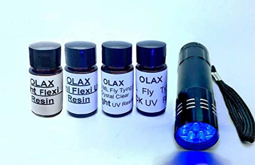 40ml Light, Thick, Flexible, Light Flexible UV Glue, Resin in bottle for Fly Tying, 9 LED UV Torch for curing