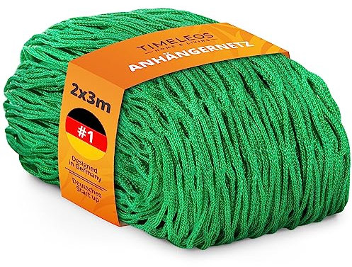 TIMELEOS Anhängernetz 2x3m - Anhänger Zubehör Gepäcknetz Auto, Hochwertiges Anhänger Netz für Hausmeister- und Reinigungsdienste, Handwerker & Bauunternehmen, Ideal für Privatpersonen