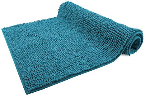 WohnDirect Badematte 50x80cm | Petrol - rutschfest & Waschbar - Badezimmerteppich zum Set kombinierbar, Badvorleger, WC Garnitur, Badteppich