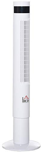 HOMCOM Ventilatore a Colonna Piantana Rotonda, Oscillante 85° con Telecomando e Timer 12h, 3 Velocità e 3 Programmi, Bianco, 50W, Φ30 x 110cm