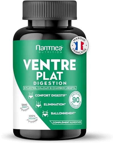 Ventre plat BIO digestion minceur extra fort-Perte de poids rapide et efficace-Coupe faim puissant-Brûle graisse- Drainant-Amincissant-Charbon végétal-90 gélules