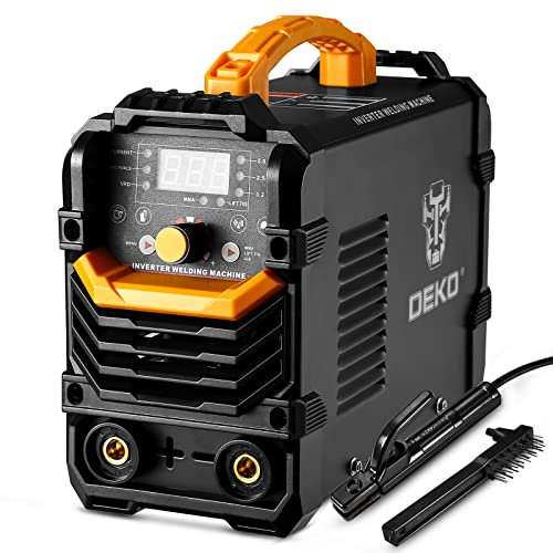 DEKO Saldatrice 220VMMA, LIFT TIG 160A IGBT con display digitale LCD, con Portaelettrodo, Pinza di Massa, Cavo adattatore di Alimentazione in Ingresso e Spazzola Elettrica