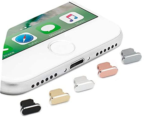 Vanqiang Colorful Metal Anti Dust Charger Dock Plug Stopper Cap Cover for iPhone 13 12 11 Pro Max Mini Se 2020 X Xr Max 8 7 6s Plus Mobile Phone Accessories Freeing (gold)