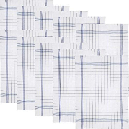 Erwin Müller Geschirrtuch, Küchentuch Halbleinen karo 10er-Pack - fusselfrei, strapazierfähig, mit Schlaufe zum Aufhängen - blau Größe 50x70 cm