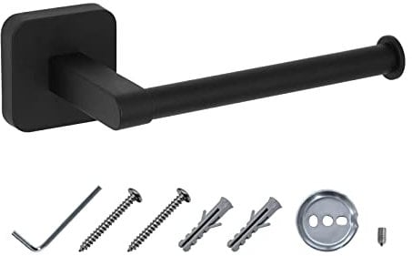 JASSFERRY Toilet Paper Holder Wall Mounted 143 mm Toilet Roll Holder Rustproof Black Toilet Tissue Holder for Bathroom, Kitchen, Washroom