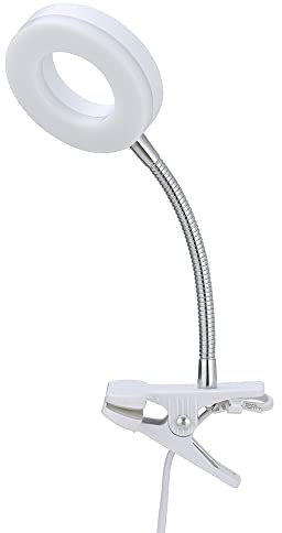 etc-shop Klemmlampe weiß Klemmleuchte Klemmlampe LED mit Stecker, Tischleuchte Leselampe, Spot beweglich, Metall, 1x LED 4W 330Lm 3000K, DxH 9x21 cm