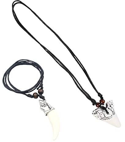 Wolfszahn Halsanhänger mit Halskette, Yak-Knochen-Halskette,hochwertiger Halsschmuck, glänzend, Schmuck neuestes Modell, Zahn, Wolf für Damen und Herren, Kinder