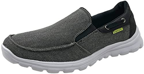 ChayChax Zapatos de Lona para Hombre Cómodo Mocasines Ligero Transpirable Náuticos Slip On Zapatillas de Deporte,Gris Oscuro,42.5 EU=Fabricante 43